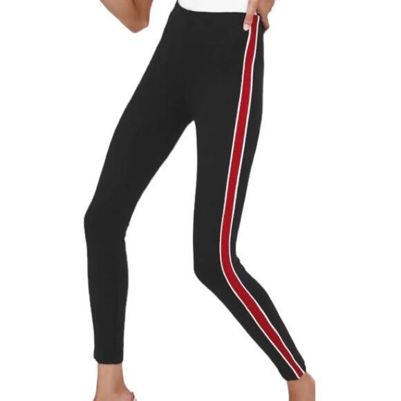 Zara Trafaluc Legging Collection, Black Leggings With Red & White Stripes,Size M - Picture 1 of 12